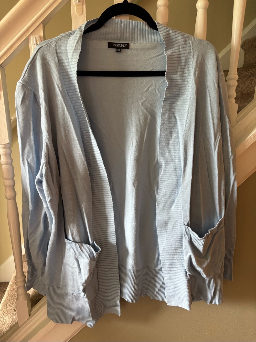 Light Blue Open Front Cardigan